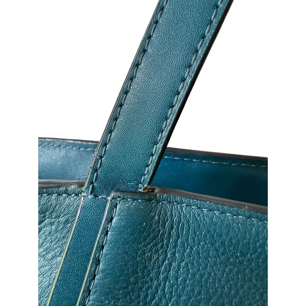 Michael Kors Whitney Large LeatherTeal Zippered Tote GUC